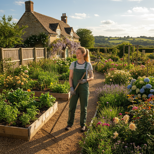 Ellie in a cottage garden